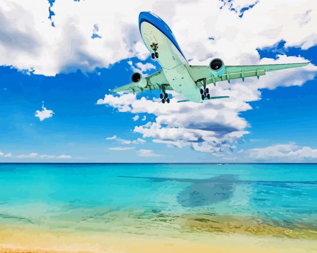 Maho Beach Plane St Martin paint by numbers