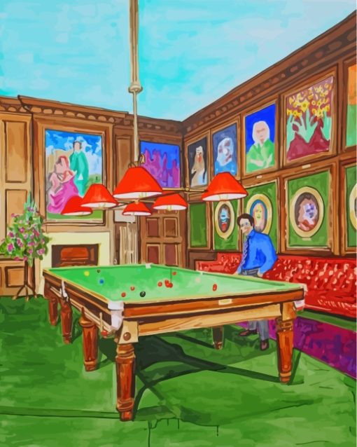 Men Playing Pool paint by number