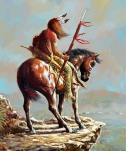Native Red Indian On Horse paint by numbers