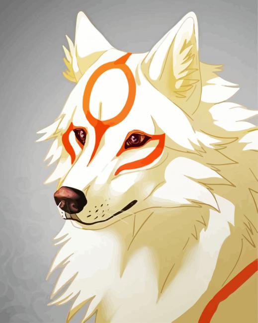 Okami Dog Anime Paint by number