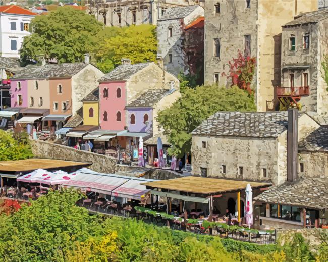Old Town Mostar Bosnia Herzegovina paint by numbers