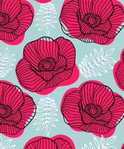 Poppies Floral Pattern paint by numbers