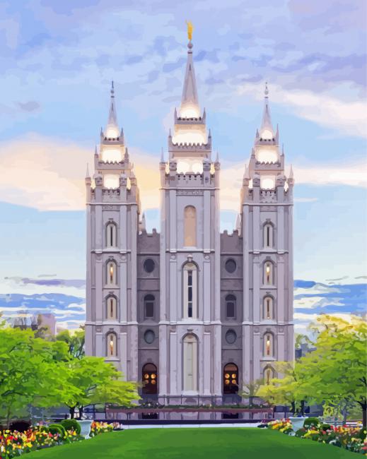 Salt Lake Utah Temple Building paint by numbers