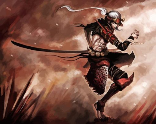 Warrior Man With Katana paint by numbers
