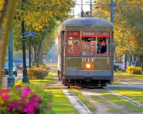 St Charles St Street Car - Paint By Numbers - Num Paint Kit