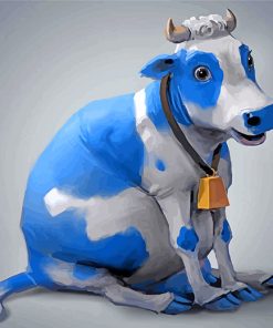 Cute Blue Cow panels paint by numberss