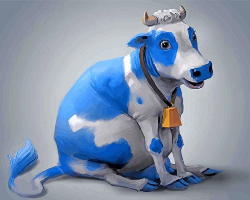 Cute Blue Cow panels paint by numberss
