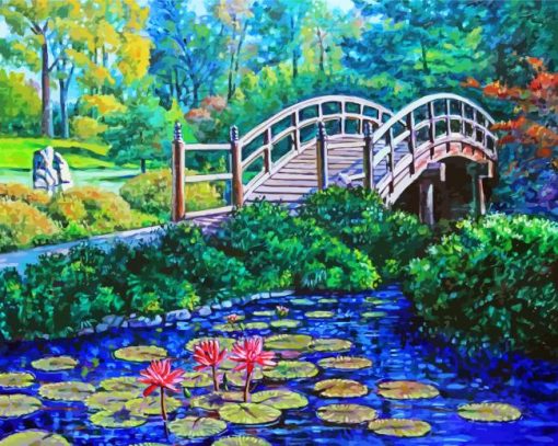 garden with drum bridge paint by numbers