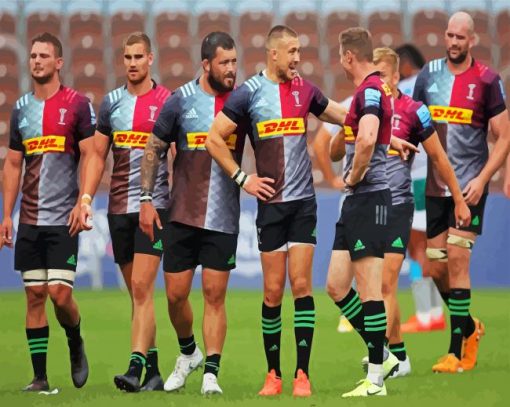 Harlequins Rugby Players paint by numbers