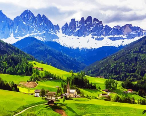 Lede Dolomites Italy Summer paint by numbers