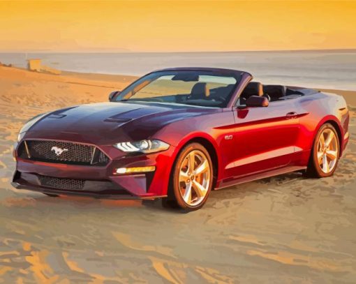 Red Mustang Convertible paint by numbers