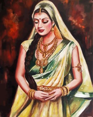 Vintage South Indian Lady - Paint By Numbers - Num Paint Kit