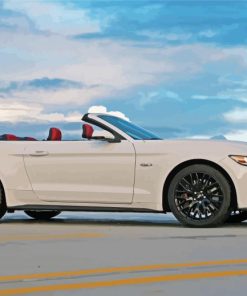 White Mustang Convertible paint by numbers