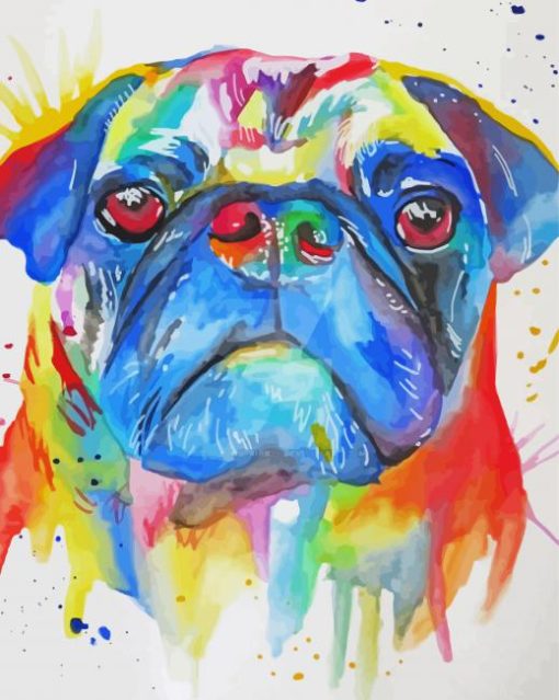 Colorful Splash Pug Art paint by numbers