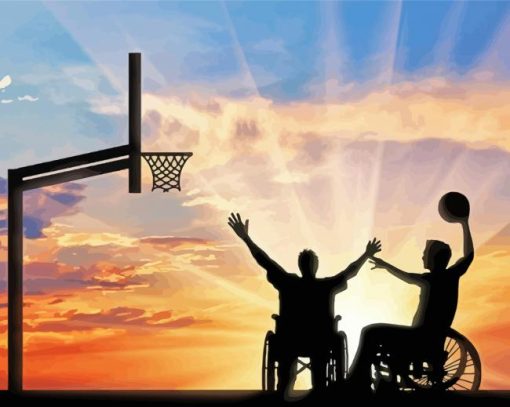 Disabled Men Playing Basketball paint by numbers