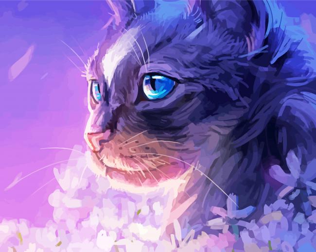 Fantasy Cat With Flowers paint by numbers