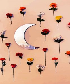 Floral Moon paint by numbers