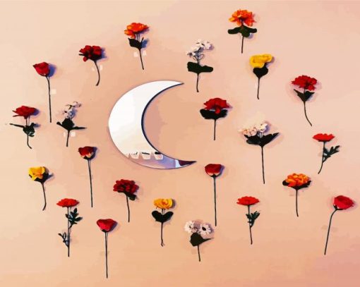 Floral Moon paint by numbers