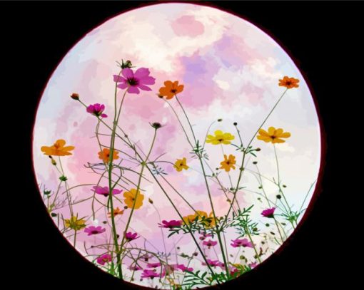 Floral Moon Art paint by numbers
