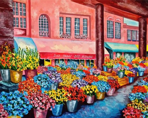 France Flowers Market paint by numbers