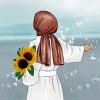 Hijabi girl with sunflowers paint by numbers