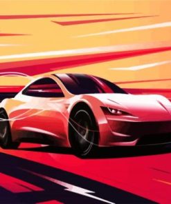 Illustration Tesla Car Paint by numbers