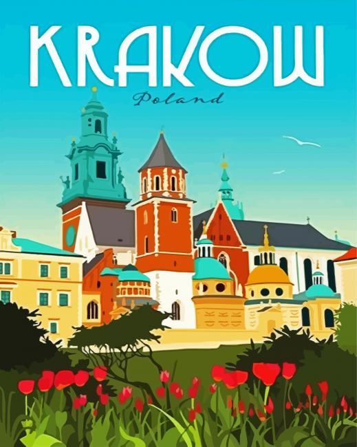 Krakow City Poster paint by numbers