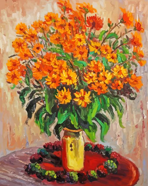 Living Room Flowers Monet paint by numbers