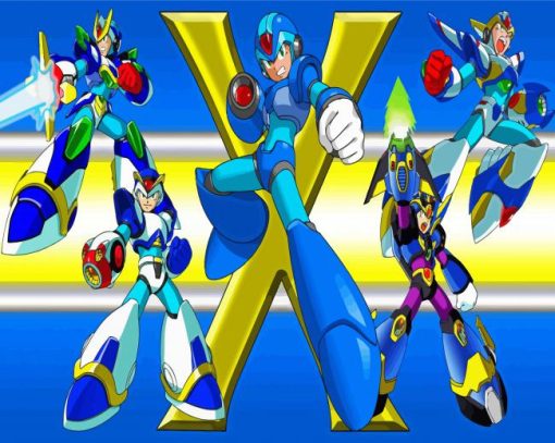 Mega Man X Armors paint by numbers