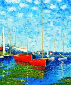 Red Boats At Argenteuil By Claude Monet paint by numbers