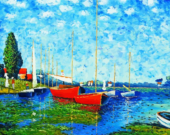 Red Boats At Argenteuil By Claude Monet paint by numbers