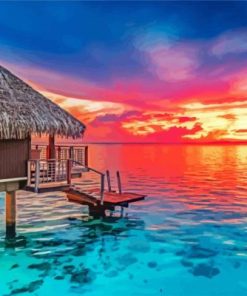 Tahiti Island At Sunset Paint by numbers