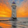 Aesthetic Talacre Beach Lighthouse at Sunset paint by numbers