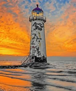 Aesthetic Talacre Beach Lighthouse at Sunset paint by numbers