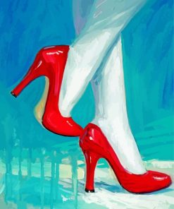 Woman Red High Heel Shoes paint by numbers