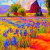 Abstract Iris Field And Barn paint by numbers