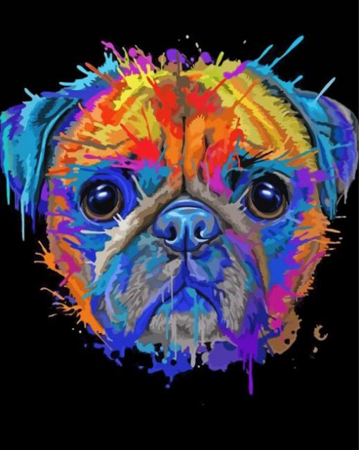 Aesthetic Colorful Splash Pug paint by numbers