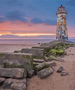 Talacre Beach Lighthouse at Sunset paint by numbers