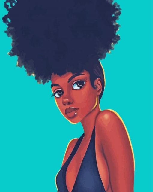 Afro Hair Black Girl Paint by numbers