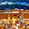 austrian breakfast with snowy view paint by numbers