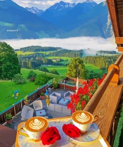 austrian paradise view with breakfast paint by numbers