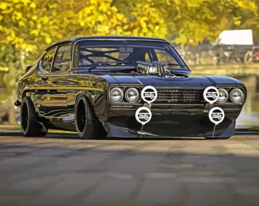 Black Mk1 Ford Capri Paint by numbers