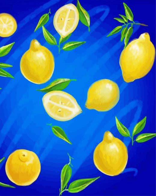 Blue And Yellow Lemon Art paint by numbers