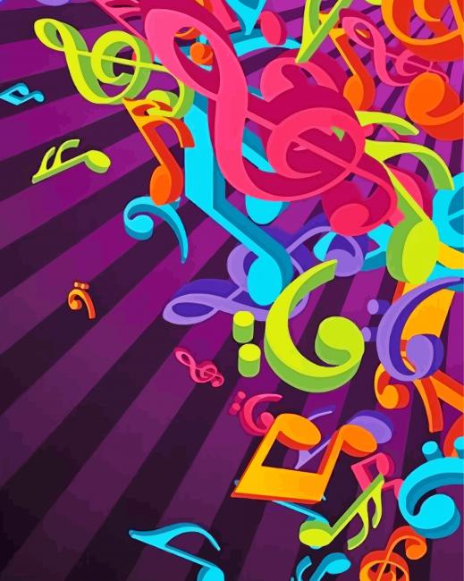 Colorful Abstract Musical Notes paint by numbers