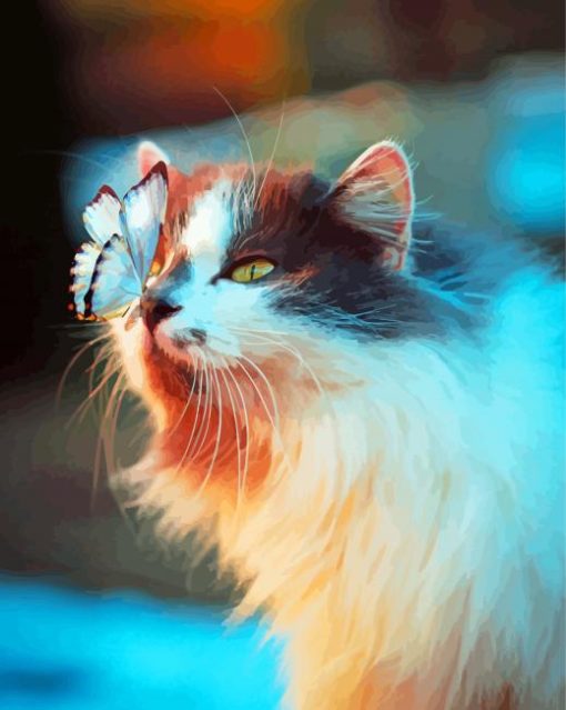 Cat With Butterfly paint by numbers