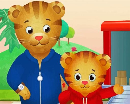 Daniel Tiger And Dad Tiger paint by numbers