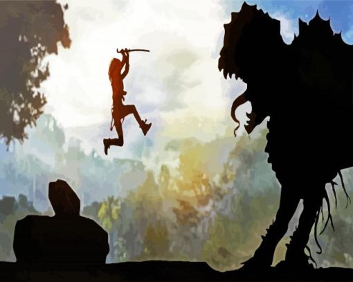 Fantasy Art Monster Silhouette paint by numbers