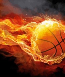 Flaming Basketball Illustration paint by numbers
