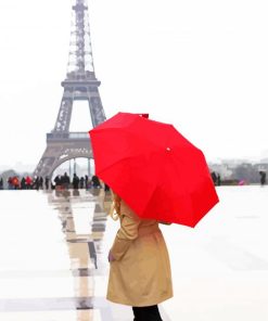 Girl With Umbrella In Paris paint by numbers