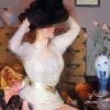 lady trying on a hat by Frank Weston paint by number